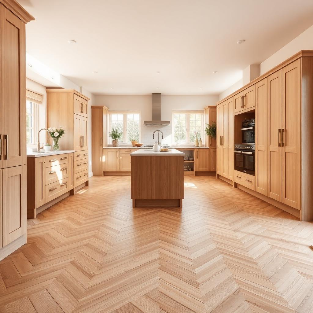 Herringbone flooring fitted in a Brentwood kitchen extension