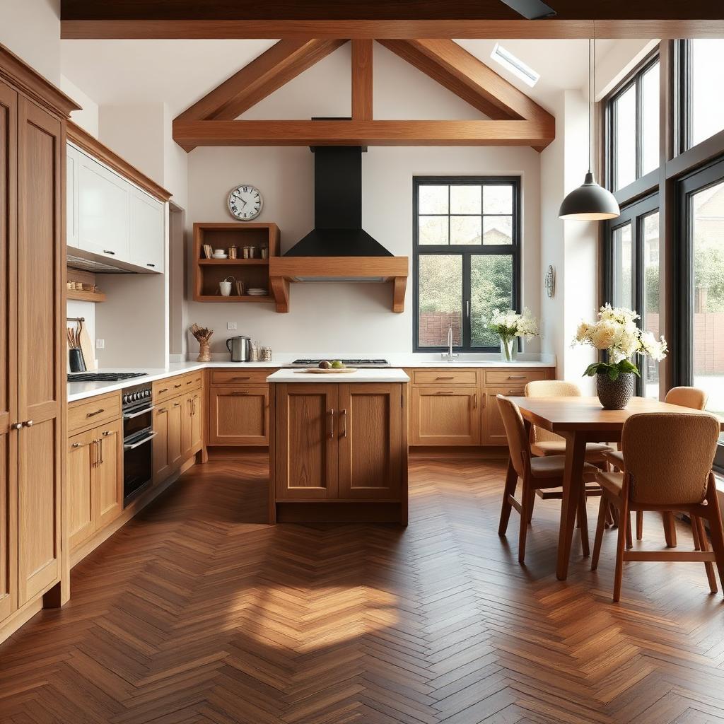Herringbone flooring fitted in a Tunbridge Wells kitchen